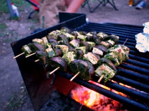 Tofu & Mushroom Chimichurri Skewers