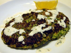 Zucchini Fritters with Poblano Sauce